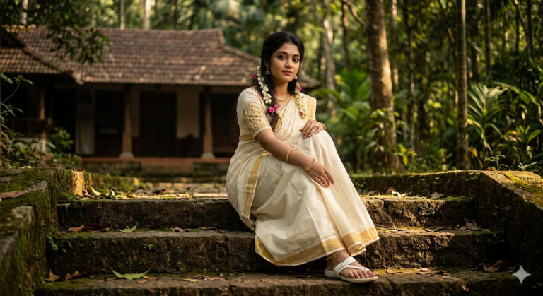 Result 1 for Traditional Kerala-Style Saree AI Prompt AI Photo Editing Prompt