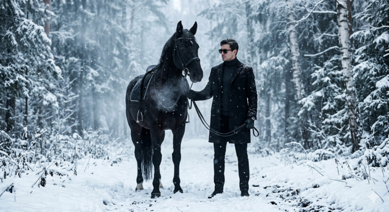 Result 1 for Stylish Man with Horse Portrait AI Prompt AI Photo Editing Prompt