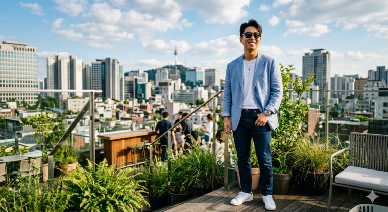 Result 1 for Stylish Rooftop City Stride AI Prompt AI Photo Editing Prompt