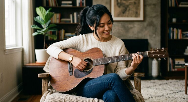 Result 1 for Woman Acoustic Guitar Performer AI Prompt AI Photo Editing Prompt