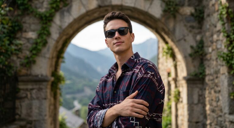 Result 7 for Arched frame, striped shirt AI Photo Editing Prompt