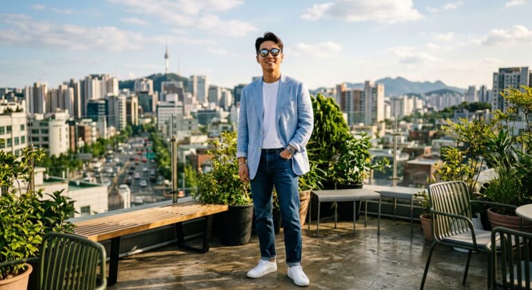 Result 3 for Stylish Rooftop City Stride AI Prompt AI Photo Editing Prompt