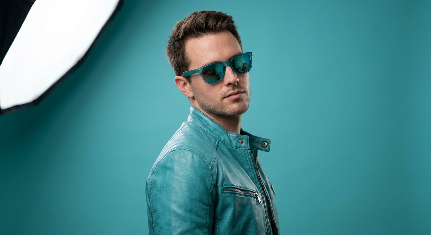 Result 1 for Turquoise Fashion Editorial Portrait AI Photo Editing Prompt