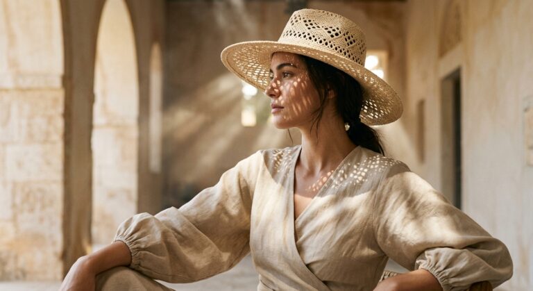Result 1 for Straw Hat and Puff Sleeves AI Photo Editing Prompt