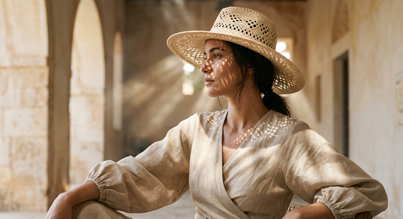 Result 1 for Straw Hat and Puff Sleeves AI Photo Editing Prompt