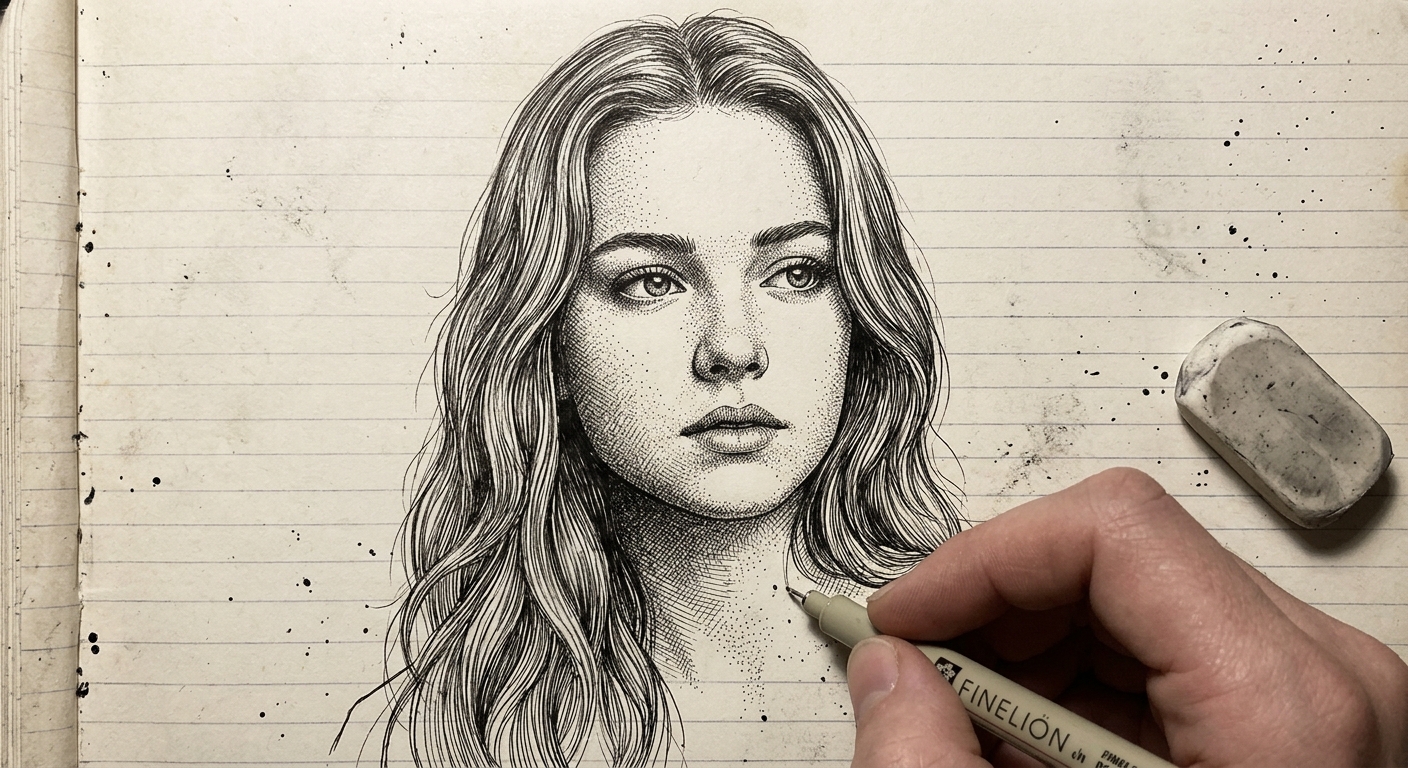 Result 1 for The Lined Notebook Portrait AI Photo Editing Prompt