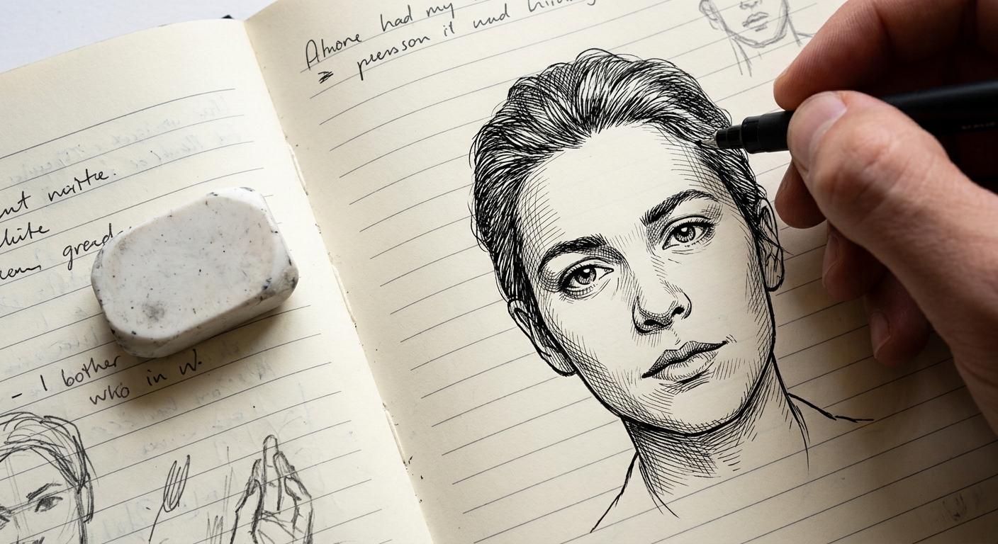 Result 2 for The Lined Notebook Portrait AI Photo Editing Prompt