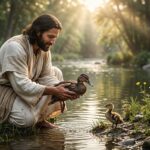 Result 1 for esus Saving a Duck and Duckling by the River – Ultra Realistic 4K AI Prompt AI Photo Editing Prompt